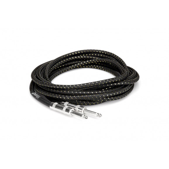 Hosa - 3GT-18C4 - Cloth Guitar Cable, Hosa Straight to Same, 18 ft, BK/AU