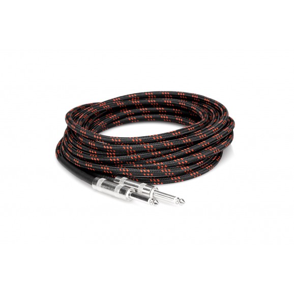 Hosa - 3GT-18C5 - Cloth Guitar Cable, Hosa Straight to Same, 18 ft, BK/RD