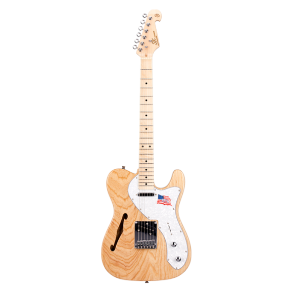 SX Ash Series ASH3TNA Thinline Tele Style Electric Guitar in Natural Ash
