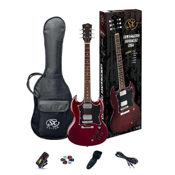SX SG Style Electric Guitar Kit in Transparent Wine Red