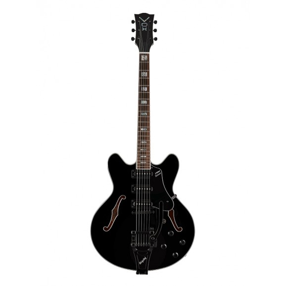 Vox Bobcat S66 Bigsby Semi-Hollow Body Electric Guitar in All-Black