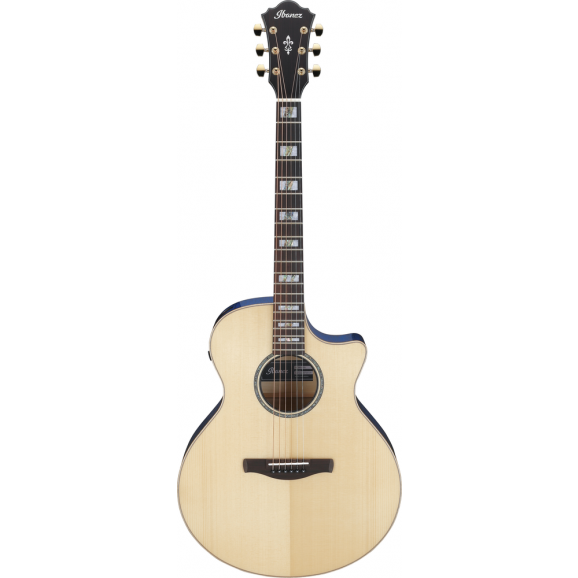Ibanez AE390NTA Electro Acoustic Guitar Natural High Gloss Top, Aqua Blue High Gloss Back and Sides