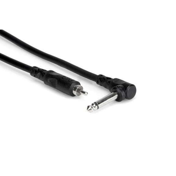 Hosa - CPR-103R - Unbalanced Interconnect, Right-angle 1/4 in TS to RCA, 3 ft