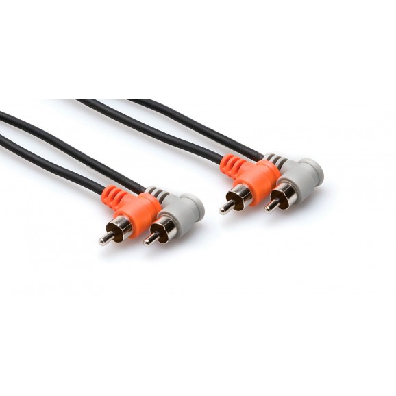 Hosa - CRA-202RR - Stereo Interconnect, Dual Right-angle RCA to Same, 2 m