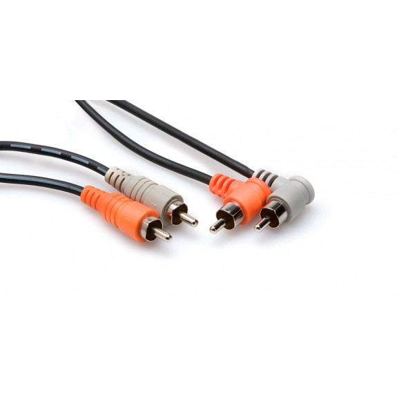 Hosa - CRA-202R - Stereo Interconnect, Dual RCA to Dual Right-angle RCA, 2 m