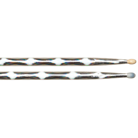 Vater 5A Silver Optic Colour Wrap Nylon Tip Drum Sticks