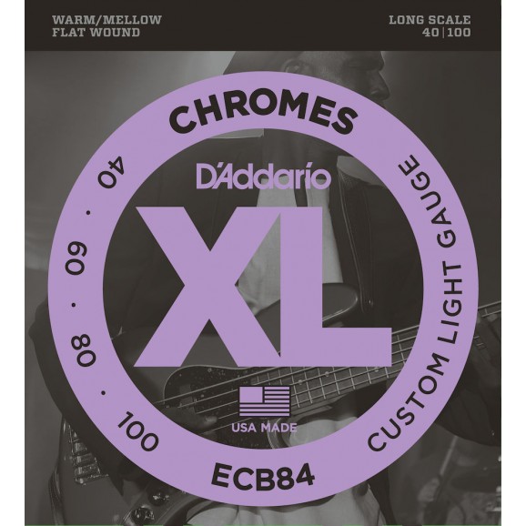 D'Addario ECB84 Chromes Bass Guitar Strings Custom Light 40-100 Long Scale