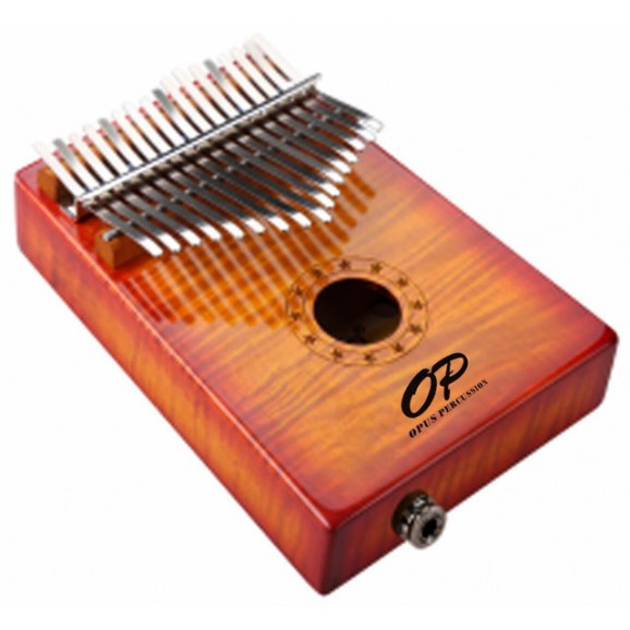 Opus Percussion 17 Key Curly Maple Kalimba with Pickup in Sunburst