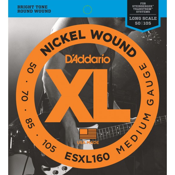 D'Addario ESXL160 Nickel Wound Bass Guitar Strings Medium 50-105 Double Ball End Long Scale