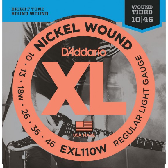 D'Addario EXL110W Nickel Wound Electric Guitar Strings Regular Light Wound 3rd 10-46