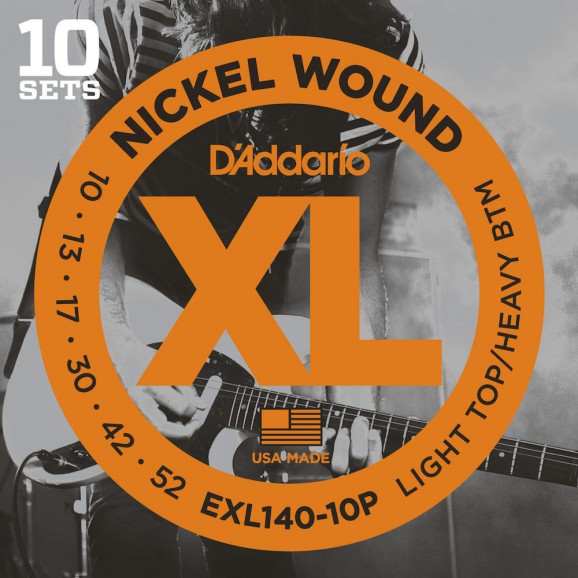 D'Addario EXL140-10P Nickel Wound Electric Guitar Strings Light Top/Heavy Bottom 10-52 10 sets