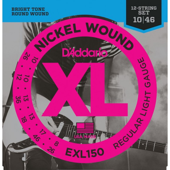 D'Addario EXL150 Nickel Wound Electric Guitar Strings 12-String Regular Light 10-46