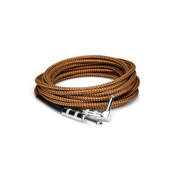 Hosa - GTR-518R - Tweed Guitar Cable, Hosa Straight to Right-angle, 18 ft
