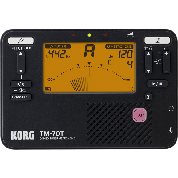 Korg TM70 Tuner Metronome W/ Contact Mic Black