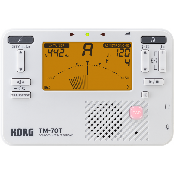 Korg TM70 Tuner Metronome W/ Contact Mic White