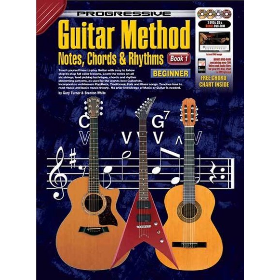 Progressive Guitar Method Notes, Chords & Rhythms Book/CD/DVD(2)/DVD-Rom