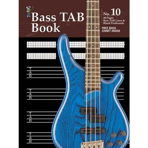 Progressive Manuscript Book 10 Bass Tab. 48-Pages/Bass Tab Lines/Blank Fretboards
