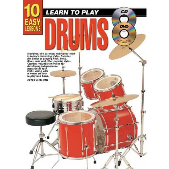 10 Easy Lessons Learn To Play Drums Book/CD/DVD