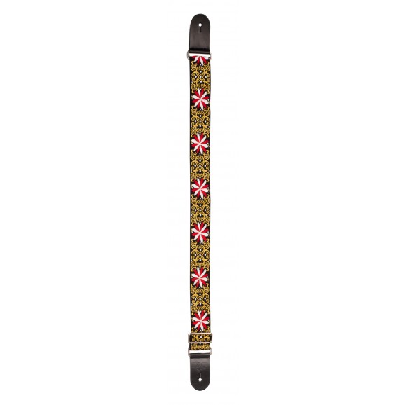 XTR - LS328  Woven poly cotton strap - black & gold floral 