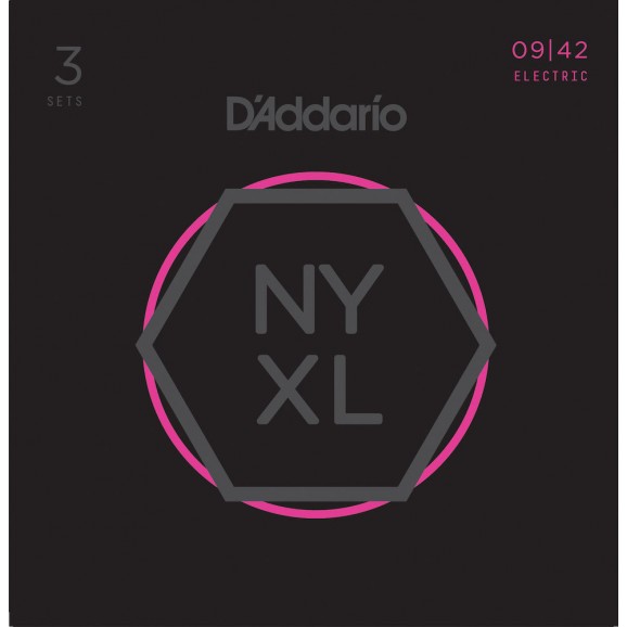 D'Addario NYXL0942-3P Nickel Wound Electric Guitar Strings Super Light 9-42 3 Sets