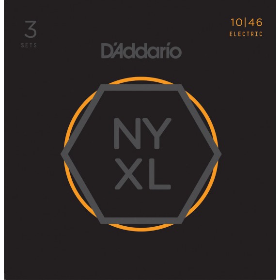 D'Addario NYXL1046-3P Nickel Wound Electric Guitar Strings Regular Light 10-46 3 Sets