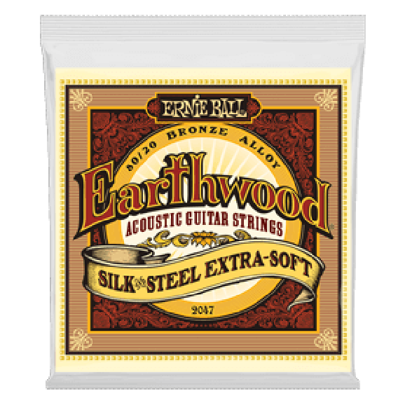 Ernie Ball Earthwood Silk and Steel Extra Soft 80/20 Bronze Acoustic Guitar String, 10-50 Gauge