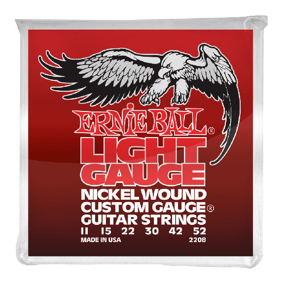 Ernie Ball Light Nickel Wound with Wound G Electric Guitar Strings, 11-52 Gauge