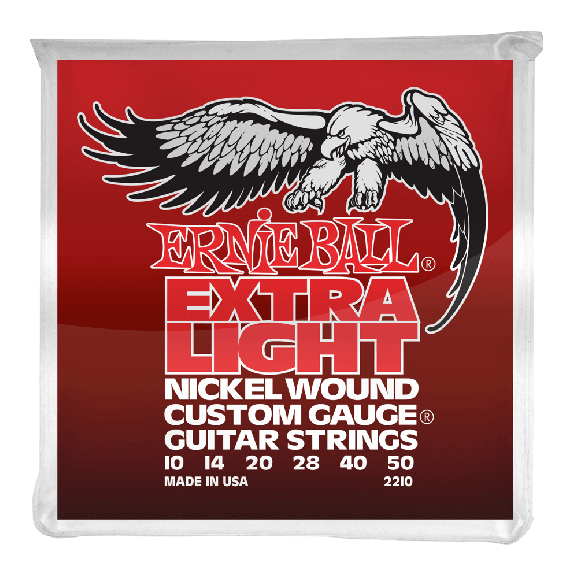 Ernie Ball Extra Light Nickel Wound with Wound G Electric Guitar Strings 10-50 Gauge