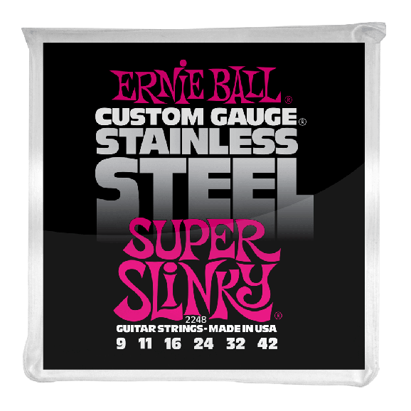 Ernie Ball - Super Slinky Stainless Steel Wound Electric Guitar Strings 9-42 Gauge