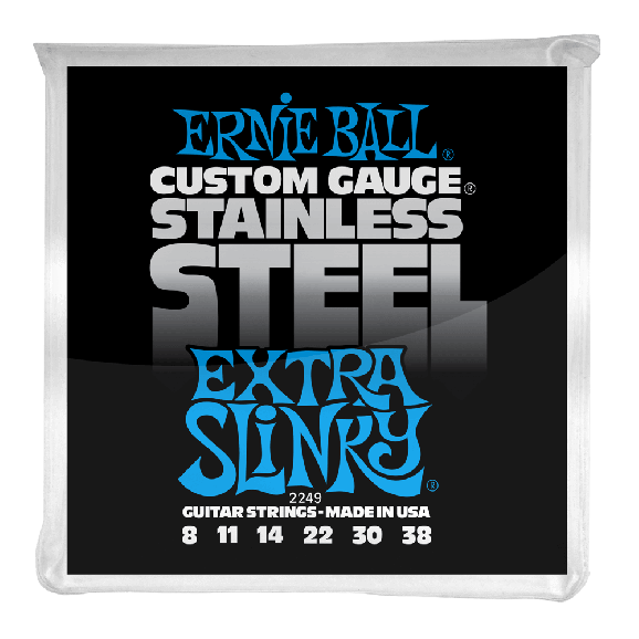 Ernie Ball - Extra Slinky Stainless Steel Wound Electric Guitar Strings 8-38 Gauge