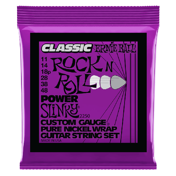 Ernie Ball - Power Slinky Classic Rock n Roll Pure Nickel Wrap Electric Guitar Strings 11-48 Gauge