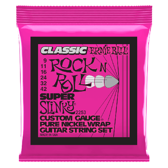 Ernie Ball - Super Slinky Classic Rock n Roll Pure Nickel Wrap Electric Guitar Strings 9-42 Gauge