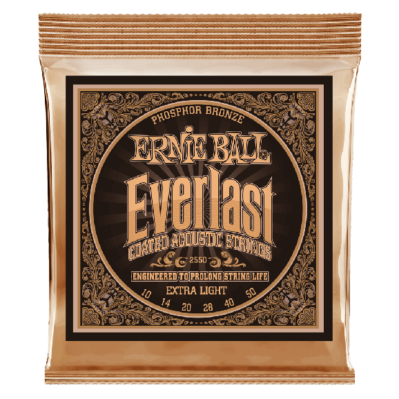 Ernie Ball - Everlast Extra Light Coated Phosphor Bronze Acoustic Guitar Strings 10-50 Gauge