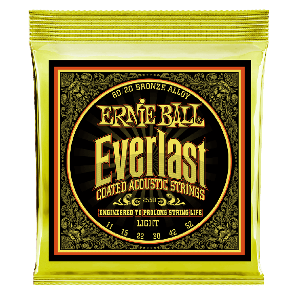 Ernie Ball - Everlast Light Coated 80/20 Bronze Acoustic Guitar Strings 11-52 Gauge