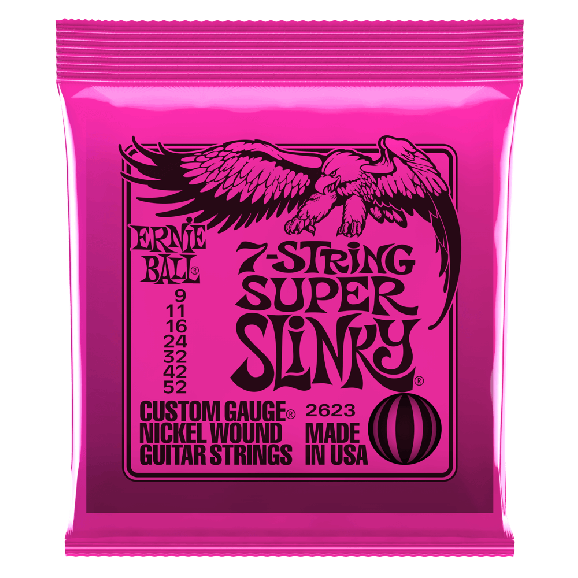 Ernie Ball - Super Slinky 7-String Nickel Wound Electric Guitar Strings 9-52 Gauge