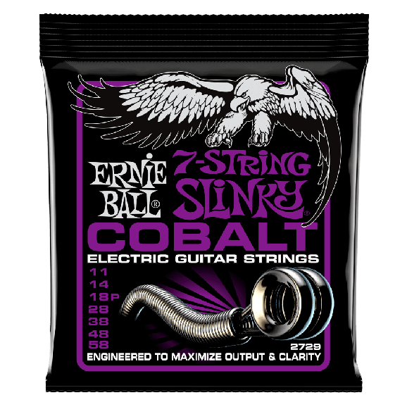 Ernie Ball - Power Slinky 7-String Cobalt  Electric Guitar Strings 11-58 Gauge