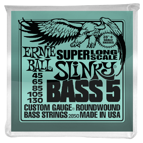 Ernie Ball Bass 5 Slinky Super Long Scale Electric Bass Strings 45-130 Gauge