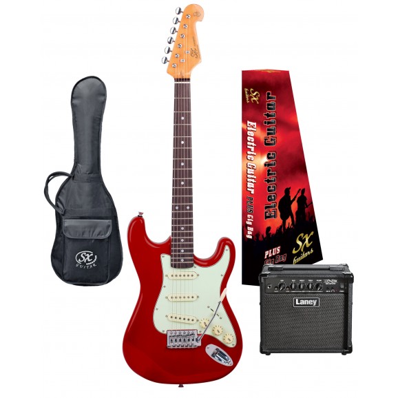 SX VES34CAR-PK2 ¾ size vintage style electric guitar package.