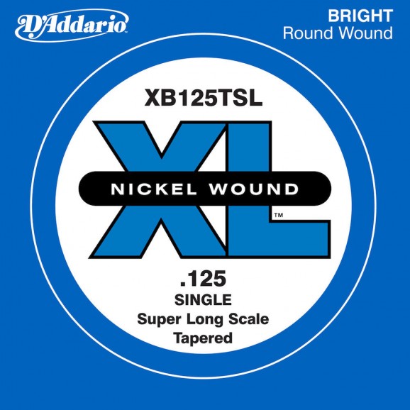 D'Addario XB125TSL Nickel Wound Bass Guitar Single String Super Long Scale .125 Tapered