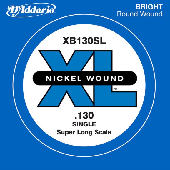 D'Addario XB130 Nickel Wound Bass Guitar Single String Super Long Scale .130
