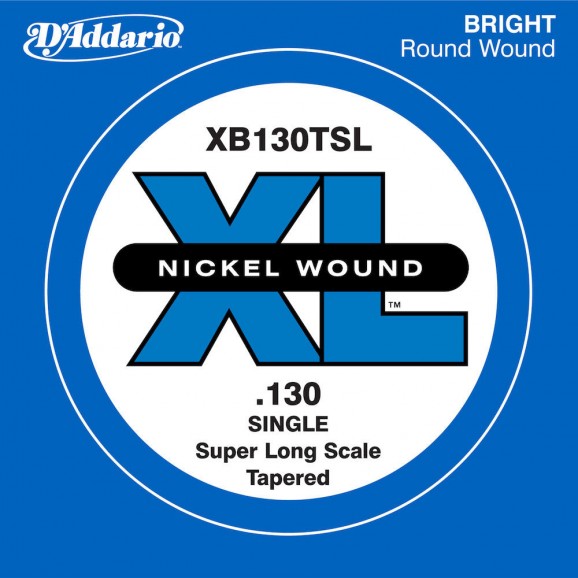D'Addario XB130T Nickel Wound Bass Guitar Single String Super Long Scale .130 Tapered
