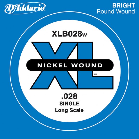 D'Addario XLB028W Nickel Wound Bass Guitar Single String Long Scale .028