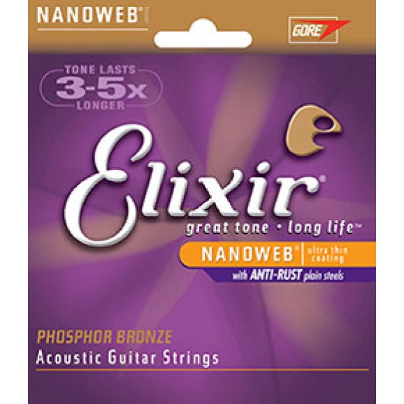 Elixir Light 12-53 Nanoweb Coated Acoustic Guitar Strings