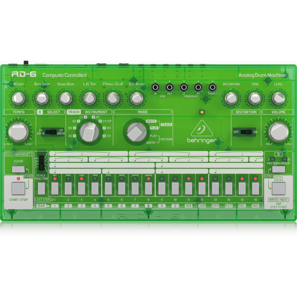Behringer  RD6 Classic 606 style Analog Drum Machine - Lime Green