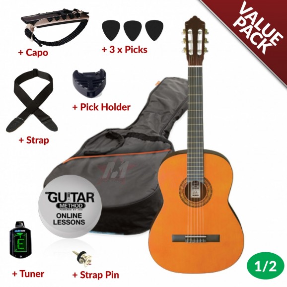 Ashton CG12 1/2 Size Nylon String Guitar Pack Amber