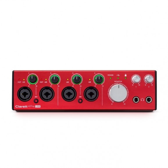 Focusrite Clarett 4+ Pre USB-C 18 In/8 Out Desktop USB-C Audio Interface with 4 ISA-Modelled Mic Preamps