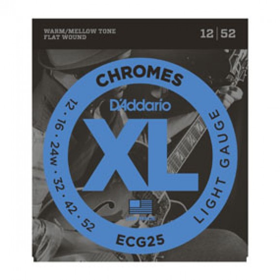 D'Addario ECG25 Chromes Flat Wound - Light 12-52 Electric Guitar Strings
