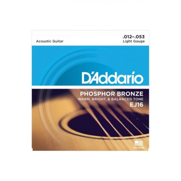 D'Addario EJ16 Phosphor Bronze Acoustic Guitar Strings 12-53