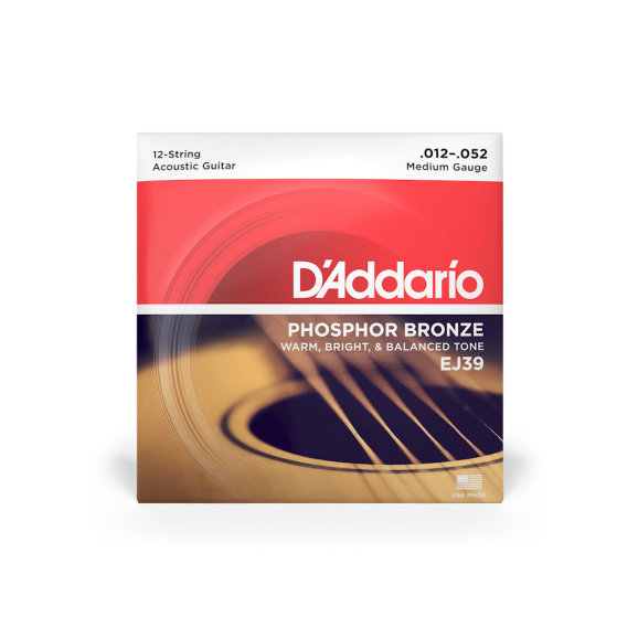 D'Addario EJ39 12 String Phosphor Bronze Acoustic Guitar Strings 12-52