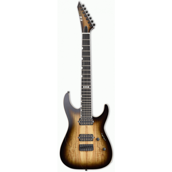 ESP E-2 SPALT MAPLE M2 7 String Electric Guitar in Dark Brown Natural Burst 